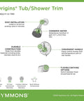 Origins Tub And Shower Faucet Trim Kit With Single Handle And 1 Spray Polished Chrome Finish 1.5 GPM Valve Not Included features