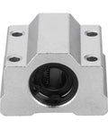 Silver aluminum bearing block from T8 Guide Screw Kit With Shaft Coupling 200mm Horizontal Optical Axis 8mm Guide Rail Shaft Pillow Block Bearings