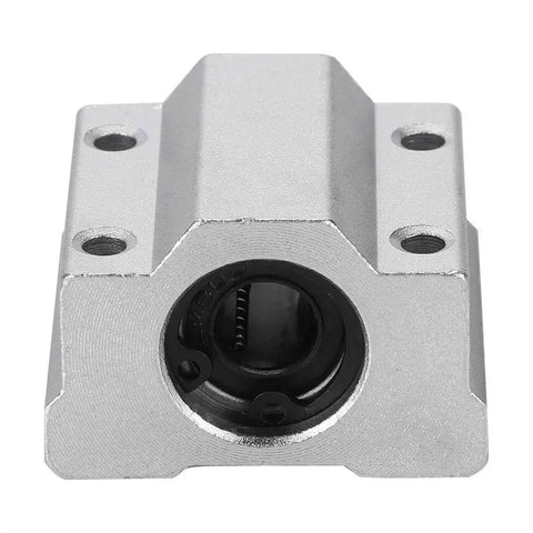 Silver aluminum bearing block from T8 Guide Screw Kit With Shaft Coupling 200mm Horizontal Optical Axis 8mm Guide Rail Shaft Pillow Block Bearings