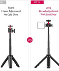 Comparison of Two In One Mini Tripod Selfie Stick For iPhone And Camera Mount With 360 Degree Ball Head And Cold Shoe, short vs long