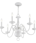Williamsburgh 6 Light Chandelier In White Traditional Steel Fixture For Dining Room Elegant Pendant Lighting
