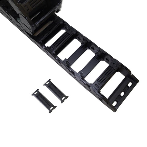 1 Meter Drag Chain Cable Carrier For CNC Routers And Industrial Machines, 25x77mm Open Type R55, shown with components