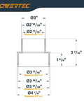 Technical drawing of a 4 Inch To 3 Inch Dust Collection Reducer Adapter For Workshops, showing specific measurements and dimensions.