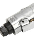 Close-up of Badass Workhorse Air Powered Die Grinder With Sleek 90 Degree Bent Shaft, showcasing the metal body and attachment.