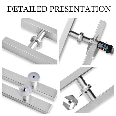 Detailed presentation of Modern Brushed Stainless Steel Barn Door Handle Push Pull For Interior And Exterior Doors Black Finish