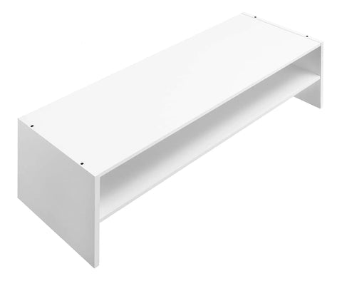 Extra Wide 31 Inch 2 Shelf Storage Organizer Shoe Rack Stackable for Closet White Finish Holds Up To Nine Pairs of Shoes Modern Design and Space Saving Solution