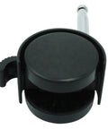 Close-up of 2 Pack Locking Swivel Caster Replacement Wheels For Weber Gas Grill Stem Casters 2.5 Inch Twin Wheel Rubber Caster Wheels With Friction Mount 5/16 X 1-1/2 Inch Pin Stem 55-Lb Load Capacity Per Caster Easy Install