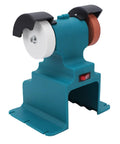 Hamwesh Mini Bench Grinder 200W Cordless Polisher Sander With Two Grinding Wheels and Mounting Kit for buffing on a stable base.