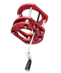 Router Lift Base Workhorse For Woodworking Aluminum Alloy And Stainless Steel 4 Jaw Clamping Table Lifting System With Easy Above Table Crank Adjustment, Firm Mount, Ideal For Small Trimming Machines And Precise Routing. Red aluminum router lift base with crank handle