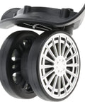 LKTCDGU Suitcase casters, Castor Wheels Castors, swivel replacement casters with black rubber and silver design.