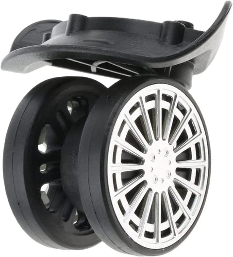 LKTCDGU Suitcase casters, Castor Wheels Castors, swivel replacement casters with black rubber and silver design.