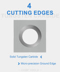 Solid tungsten carbide cutting insert showcasing four edges, ideal for woodturning and lathe tasks.