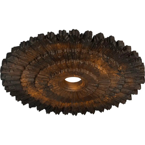 Rust Hand Painted Ceiling Medallion With Deep Relief Outer Diameter 24 3/4 Inch Inner Diameter 3 1/4 Inch Projection One And Seven Eighths Inches