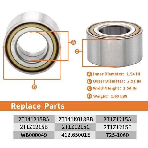 Front Wheel Hub Bearing Assembly 510106 X2 for Ford Transit Connect 2010 2011 2012 2013 shown with dimensions and replacement part numbers