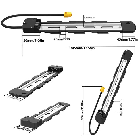 Ebike Battery Base Mounting Plate Bracket With 5 Pin Connector For Polly DP-5 DP-6 DP-7 DP-9 Electric Bikes, size details