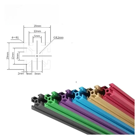 Hella Sturdy 300mm Aluminum Extrusion Frame Kit For Corexy 3D Printers with colorful grooved aluminum rails layout.