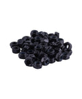 Solid Grip 30 Pack M8 Nylon Insert Lock Nuts on a white background, black zinc plated steel hex design for durable metal builds.