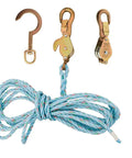 Heavy Duty Go To Block And Tackle Set With 259 Anchor Hook And Snubbing Hook Aluminum Sheaves With Bronze Bushings Swivel Hook