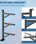 Heavy Duty Container Hanging Shelves 2 Pack No Drill Vertical Storage Racks For Building Materials And Workshop Tools Reinforced Steel Rack System with adjustable brackets.