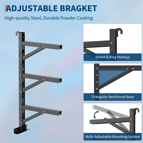 Heavy Duty Container Hanging Shelves 2 Pack No Drill Vertical Storage Racks For Building Materials And Workshop Tools Reinforced Steel Rack System with adjustable brackets.