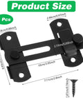 4 Pcs Barn Door Lock Sets With 180 Degree Flip Sliding Latches, Heavy Duty Black Gate Bolts, product size with measurements