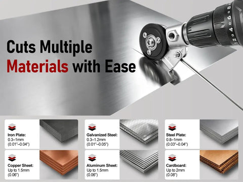 Upgrade Beast Fast Cutting Sheet Metal Cutter Attachment For Electric Drill cutting various metal sheets and cardboard