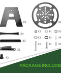 Package includes components for Heavy Duty RV Power Cord Reel For Fifty Amp Cables Holds Up To Fifty Feet Of Six Three Plus One Eighth AWG Cable