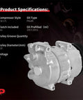 AC Compressor With Clutch For Toyota Camry RAV4 Sienna Keeps Your Ride Frosty Auto AC Assembly Direct Replacement OEM 88310-06440 showing specifications and components.