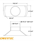 Technical drawing of Rectangular Dust Hood for 4 Inch OD Attachment, showing dimensions and design for woodworking dust collection.