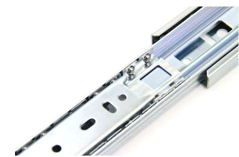 Close-up of Heavy Duty 3 Pair 16 Inch Full Extension Ball Bearing Side Mount Cabinet Drawer Slides With Rear Brackets Soft Close Zinc Plated