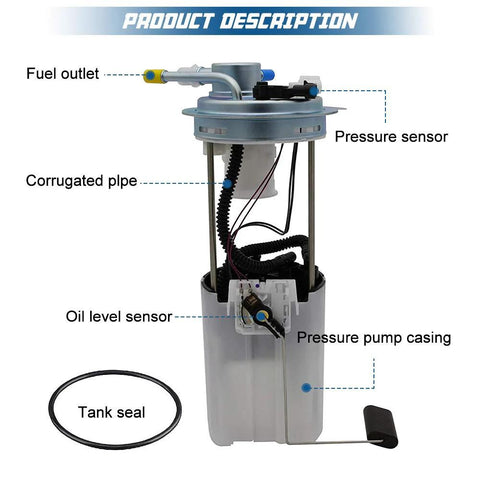 Top Notch Electric Fuel Pump Replacement For 2004 2005 2006 Chevy Silverado 1500 Crew Cab showing components and sensors