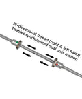 Left And Right Handed Ball Screw SFU2505 1900mm Dual Direction Lead Screw With 2 Ball Nuts, shown with dual-axis motion arrows.