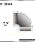 Heavy Duty 2 Inch Cast Iron 90 Degree Street Elbow Pipe Fitting Black Finish Threaded For Gas Oil Water Plumbing Badass Durability Built Like A Tank For Serious Diy And Industrial Projects 150 Psi Rated, detailed 2 inch fitting diagram.