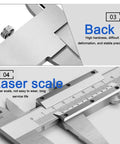 Close-up of Go-To 6 Inch Carbon Steel Vernier Caliper Non Digital for accurate measurements, showing knurled thumb roller.