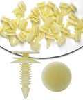 Tough As Nails 30 Pcs Beige Nylon Door Trim Panel Retainer Clips flat view of nylon clips for vehicle trim replacement.