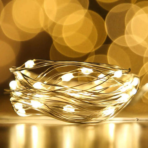 12 Pack 20 Micro LED Fairy String Lights On Slim Silver Copper Wire 3.3 Ft Each With Batteries Included For DIY Wedding Centerpieces