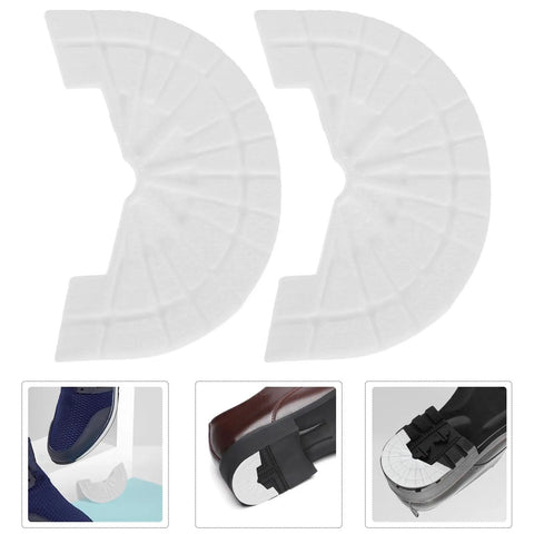 Tough As Nails Shoe Heel Pads 4Mm Thick Rubber Non Skid Adhesive Repair Kit shown in two adhesive white pads.