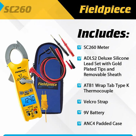 Compact HVACR Clamp Meter With True RMS Temperature Capacitance And Backlight For Field Service, tools and accessories.