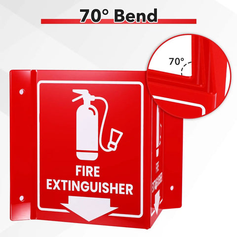 Fire Extinguisher Sign With Down Arrow 12 Pack 8x6 Inches Two Sided V Sign Acrylic With 4 Pre Drilled Holes And Matching Screws