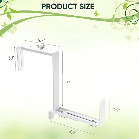 Adjustable Planter Box Bracket Set For Decks And Fences, Heavy Duty Flower Box Holders With detailed dimensions.
