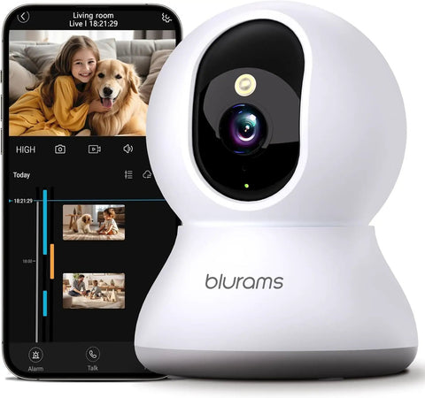 2K Security Camera With 360 Degree Coverage For Home And Pet Monitoring Smart Motion Tracking IR Night Vision Built In Siren