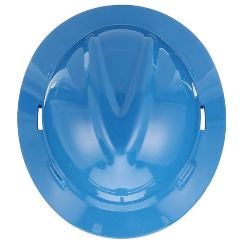 Top view of V-Gard Full-Brim Hard Hat With Fas-Trac III Ratchet Suspension Polyethylene Shell For Top-Notch Impact Protection.