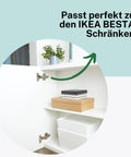 3D Soft Close Cabinet Hinge For Besta Doors With Cover installed in white cabinet, showing silver finish, 4 pack view