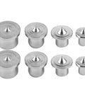 Dowel Center Pins for Woodworking, Pro Grade Alignment Tool Kit showing 8 steel pins of varying sizes for accurate drilling