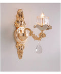 Wall Sconce Decorate Design Modern Wall Lamp LED Wall Lamp Nordic Unique Elegant Bedroom Living Room Fixture Lighting Sconce with gold detailing and crystal accent.
