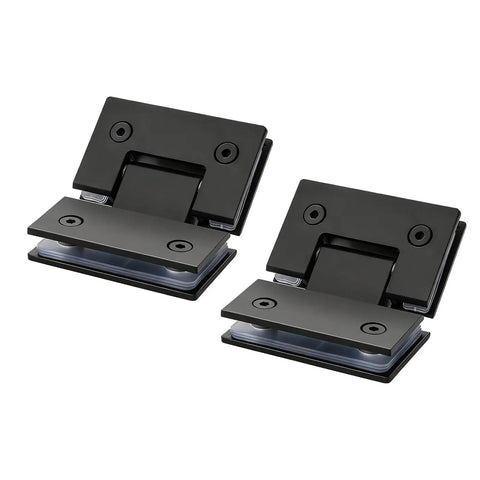 Badass Heavy Duty Two Pack Shower Door Hinges With Tight Seal Gaskets Slick Stainless Steel Glass Panel Brackets For Bathrooms And Cupboards Rust Resistant Build Zero Drama Installation 135 Degree Swivel Smooth Glide in black.