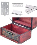 Beefy Stainless Steel Rotating Concealed Door Hinges Kit 6 Pcs with screws shown in use on a wooden box