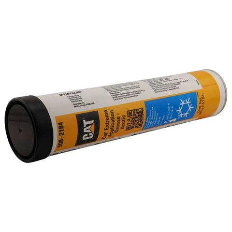 Side view of Arctic Extreme Application Grease 390 Gram Cartridge for heavy duty machines, semisynthetic lithium complex lubricant.