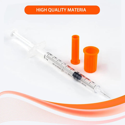 1Cc Syringe With 30G Half Inch Needle, Individually Wrapped Lab Supplies, 30 Pack, Clear Readout And Smooth Plunger, No Sticking, Precision Measurement For Lab Use, with orange cap