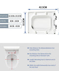 Dimensions of Rock Solid White Square Toilet Seat With Swift Soft Close Action And No Fuss Quick Release Hinges for Universal Fit.